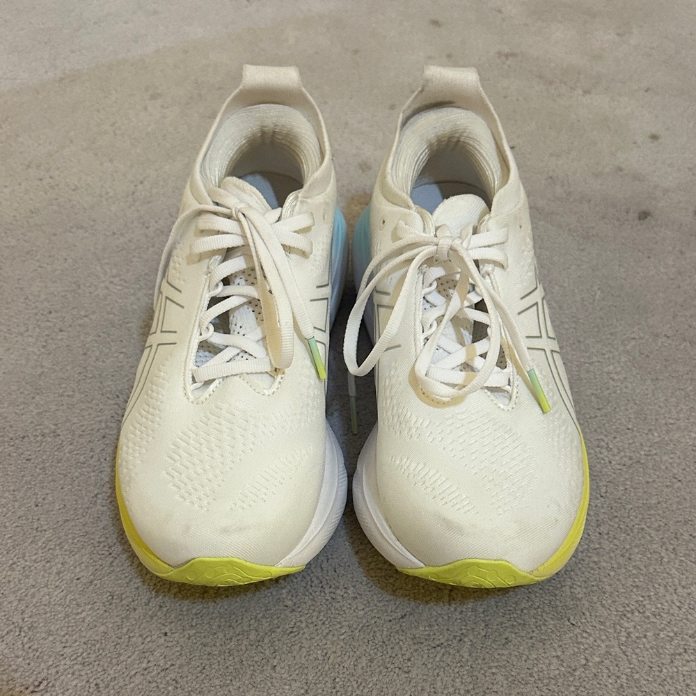 Asics White and Yellow Athletic Shoes